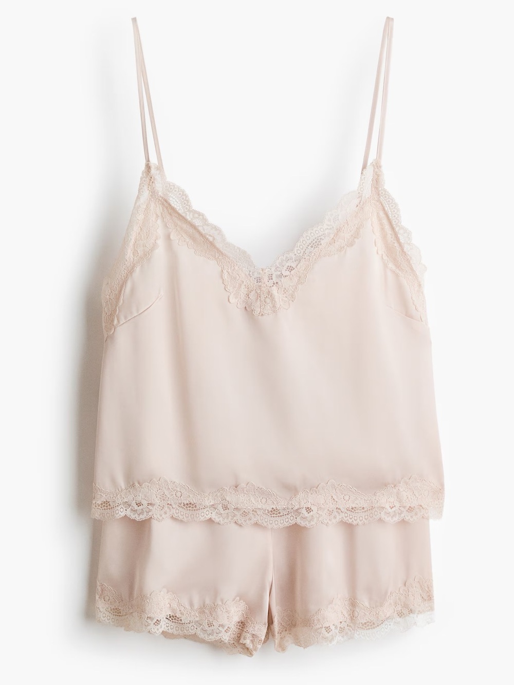H&M Lace-Trimmed Satin Pajamas